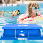 Hanjet 3.6 Foot x 13.8 Inch Kids Small Deep Pool for Adults Swimming Pool Above Ground, Rectangle Eco-Friendly Odorless Backyard Pool for Dog, Easy to Clean & Durable Frame for Toddlers