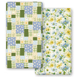 Horaldaily 2 Pack Fitted Crib Sheet for Boys Girls,Soft Breathable Washable Jersey Microfiber Baby Crib Sheet, Fits Standard Size Crib Mattress 28in x 52in, Floral Plaid Nursery Sheet Green/Yellow