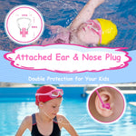 Vvinca Kids Swim Goggles, 180° Clear View Quick Adjusted Strap Swimming Mask with Ear Plugs Nose Clips for Swim Lesson, Anti-Fog No Leak Water Pool Goggles for Children Girl Boy Age 3-12 (Pink)