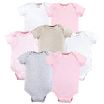 Hudson Baby Unisex Baby Cotton Bodysuits, Girl Basics 7 Pack, 6-9 Months (9M)