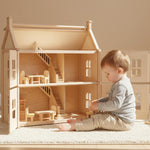 PlanToys® Dining Room Classic Set | Montessori Small World and Family Role Play | Eco Friendly Wooden Dining Room Furniture for Imaginative Play