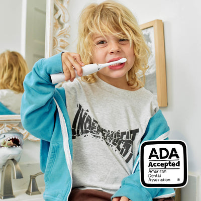 Made by Dentists Kids Electric Toothbrush - Rechargeable Vibrating Toothbrush with Timer, Includes 6 Replacement Heads, Gently Cleans Teeth, Kid & Toddlers Age 2+, Shark