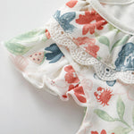 pureborn Baby Girls Bodysuit Sleeveless Bubble Romper Ruffle Collar Summer One-Piece Outfit Floral Green 9-12 Months