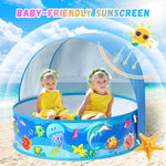 Baby Beach Tent, Pop-Up Above Ground Pool, Foldable Kiddie Pool with Sun Shelter Canopy for Ages 9-48 Months, Toddler Wading Pool, Portable Water Play Sum Toys for Outdoor Activity