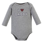 Hudson Baby Unisex Baby Cotton Long-Sleeve Bodysuits, Boy Daddy 5-Pack, 12-18 Months