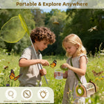 Wooden Bug Catcher Kit for Kids, Bug Catching & Insect Explorer Set with Butterfly Net, Magnifying Glass, Bug Container, Nature Exploration Outdoor Adventure Toy, Camping Gifts for Boys Girls Age 3-12
