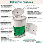 Diaper Dekor Plus Hands-Free Diaper Pail | Largest & Easiest to Use | Just Step–Drop–Done | Doesn’t Absorb Odors | Quick Bag Change | Great for Cloth Diapers | 70% Recycled Materials | EKO Gray