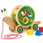 Hape Walk-A-Long Snail Pull Toy |Award Winning Toddler Wooden Push and Pull Toy with Removable Color