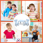 Costzon Kids Table and Chairs, 3 Piece Plastic Easy Clean Children Activity Desk for Reading, Drawing, Snack Time, Arts Crafts, Preschool, Kindergarten & Playroom, Toddler Table and Chair Set (Blue)