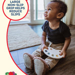 Fruit of the Loom Cozy Thermal Wrap Booties with Non-Slip Grips for Baby & Toddler Girls, Boys, Unisex - Walnut Sherpa (12-18 Months)