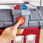 Hape Fire Station Playset| Wooden Dollhouse Kid’s Toy, Stimulates Key Motor Skills and Promotes Team Play
