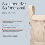 Ergobaby Omni Deluxe Baby Carrier for Newborn to Toddlers 0-48 Months (7-45 lbs) - 4-Position Breathable Mesh Baby Carrier with Ergonomic Support, Storage Pockets, and Sun Hood - Pearl Grey