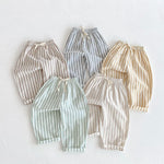 Pin Stripe Pant Toddler Boys Classic Pinstripe Pants Kids Thin Cotton Stripe Elastics Waist Spring Summer Casual Trousers Toddler Summer Clothes Boy 3-4T Beige