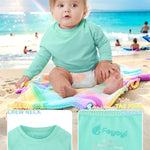 Feyoyi Baby Todder Rash Guard Shirts SPF Long Sleeve Swim Shirts Sun Protection Rashguard Swimwear for Baby Boys Girls Aqua,18-24 Months