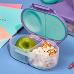 b.box Snack Box - Leakproof Mini Bento Box for Kids & Toddlers, 2 Compartment Snack Containers for Kids, Lunch Containers, Dishwasher Safe, BPA Free, PFAS Free, Ages 4m+, 1 3/4 Cup - Lilac Pop