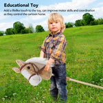 Nurnesy Horse Stick Toy Plush Soft Cartoon Hobby Horse Toy Head Stick with Wood Wheels and Thickened Handle for Kids Toddlers (Yellow)