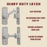 Barn Door Lock Latch – 90 or 180 Degree Barn Door Latch Slide Lock – Home Security Door Lock for Bathroom, Garage, Bedroom, Cabinet, Barn – Durable Zinc Alloy Security Door Lock (Silver)