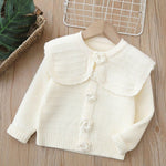 Toddler Girl Sweater Cardigan Knit Sweaters Long Sleeve Button Lapel Knitwear Embroidery Warm Outerwear Fall Winter Clothes