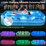 2025 Upgrade Inflatable Pools with Lights, Family Inflatable Swimming Pools for Kids,Adults, Blow Up Pool Solar Powered, Large Kiddie Pool, Durable Thickened Inflatable Family Pool for Backyard-Blue