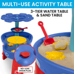 Spidey and His Amazing Friends Water Table by Delta Children | 3-Tier Activity Water Play Table with 11-Piece Toy Set | Water Sensory Table + Beach Toys for Backyard for Toddlers Ages 2+, Blue