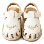 Jastore Infant Baby Girls Boys Squeaky Sandals Summer Flower Sandals Newborn Crib Shoes First Walkers Prewalkers Shoes（Beige,12-18 Months