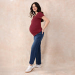 Motherhood Maternity Women's Under The Belly Wide Leg Ankle Denim Pregnancy Jeans with Elastic Inset Panels, Scion Wash, Medium
