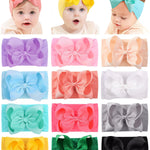 doboi Baby Girl Headbands, 12pcs Nylon Headbands with Big Baby Bows, Hair Accessories for Infant Newborn Toddler