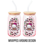 Silver Buffalo Sanrio Hello Kitty Glass Tumbler with Bamboo Lid and Glass Straw, 16 Ounces