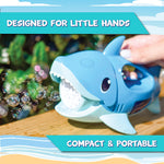 Handheld Shark Bubble Blower with Music – Squeeze-Activated Bubble Maker for Kids, 4oz Non-Toxic Solution Included, Fun for Outdoor Play, Pool Parties, Birthdays, Beach Days, Summer Fun, Ages 3+