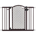 Ingenuity Decorative Panel Tall Baby Gate & Dog Gate, 28"-42" Wide, 30" Tall, Hardware or Pressure Mounted, Install on Top or Bottom of Stairs, Banister, or Doorway - Espresso