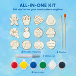 JOYIN 12 pcs Wooden Magnets, Painting Craft for Boys and Girls, Spring and Rainy Day Activities Kit, Craft Toys Gifts for Kids Birthday Easter