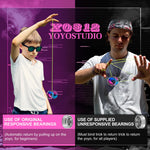 YOYOSTUDIO X0312 Finger Spin Trick Yoyo Porfessional Responsive Yoyo for Kids 8-12, Metal Yo Yo for Kids Adults with Unresponsive Yoyos Bearing Kit, 10 Yo-Yo Strings, Case & Glove - Black Blue Pink