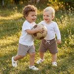 LIOMENGZI Toddler Baby Boy Summer Shorts Solid/Stripes Jogger Short Bottoms 2-Pack Infant Summer Clothes 6 12 18 Months 2T 3T (Brown, 0-6 Months)