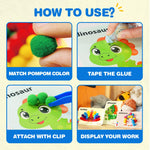 YPLUS Pompoms Art Crafts Kits, Toddler DIY Sensory Montessori Activities Box for Kids Ages 1-3 2-4 3-5, Finger Motor Art Supplies - Theme Animals