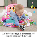 Fisher-Price Baby Musical Toy Set Glow and Grow Kick & Play Piano Gym Pink Playmat with 2 Rattle Maracas for Newborns Ages 0+ Months