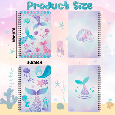 B1ykin A5 Spiral Notebooks - 2Pcs 50 sheets 100 Pages Cute Wire Bound Travel Journal Spiral Notebook, Writing Notepads Memo Diary Notes Study School Work for Kids School Classroom Office (Mermaid)