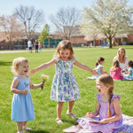PATPAT Girls Summer Dress Set – Butterfly Floral Print, Light Blue Strap Dress & Lavender Ruffle Sundress, Soft Breathable Clothes for Play & Events, 4–5T