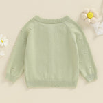 Toddler Baby Girl Sweater Floral Cardigan Knit Long Sleeve Coat Cute Fall Winter Outfits Clothes Infant Newborn (Green, 0-6 Months)