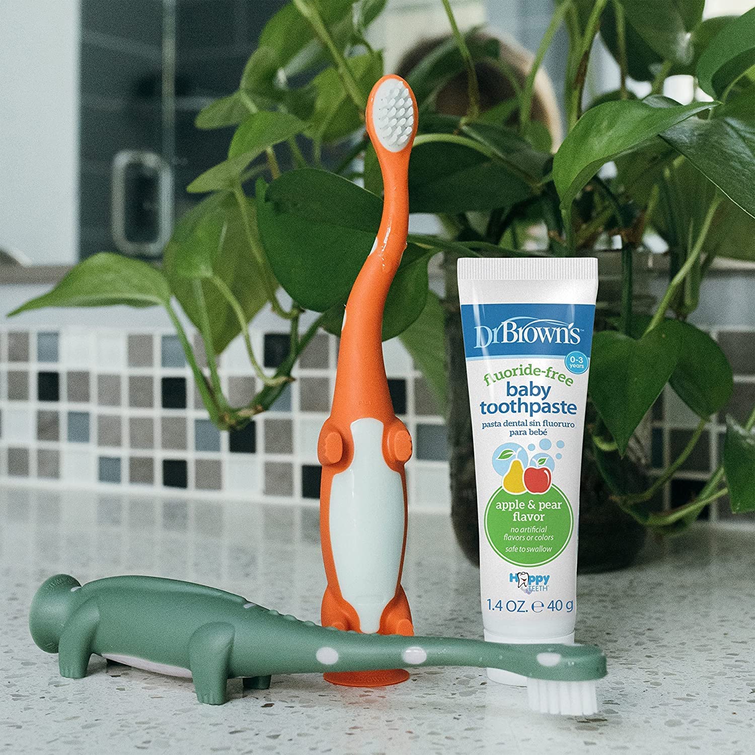 Brown Color Toothpaste Dr. Brown's Fluoride-Free Baby Toothpaste, Safe to Swallow, - Oral Care ...