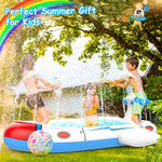 Kiddie Pool for Toddlers, Splash Pad for Kids Ages 4-8, 68" Inflatable 3-in-1 Swimming Pool for Kids, Backyard and Outside Sprinkler Play Mat Wading Pool for 3 4 5 6 Year Old