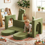 Costzon Modular Kids Play Couch, Snow Mountain Theme Toddler Foam Building Fort for Inspiring Creativity, Convertible Foam and Floor Cushion for Boys Girls for Playroom, Bedroom Gifts (Dinosaur)
