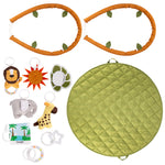 SnapPea Baby Activity Mat. Jungle Baby Play Gym Mat, Tummy Time Mat with 8 Baby Toys and Handle. Non Slip, Soft 37in Baby Play Mat. Portable Baby Gym, Infant Floor Playmat for Playroom, Nursery