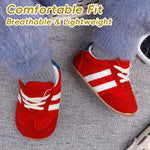 Baby Boys Girls First Walking Shoes Infant Sneakers Lightweight Breathable Flexible Pull On Sneakers with Soft Lining Kids Shoes Red 12-18 Months