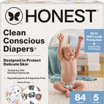 The Honest Company Clean Conscious Diapers for Delicate Skin | Up to 100% Leakproof | Hypoallergenic, Fragrance Free | Gender Neutral | Club Box, Size 1 (8-14 lbs), 78 Count (Prints May Vary)