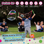 WOWmazing Giant Bubble Wands Kit: (4-Piece Set) | Incl. Wand, Big Bubble Concentrate and Tips & Trick Booklet | Outdoor Toy for Kids, Boys, Girls | Bubbles Made in The USA