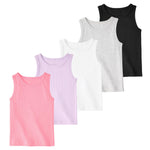 Garanimals Baby & Toddler Girl Solid Tank Tees - Kid's Sleeveless Tank Top - Size 0-3 Months - Black, Light Grey, White, Purple, Pink - 5 Pack