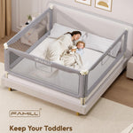 FAMILL Bed Rail for Toddlers, Foldable Toddler Bed Rails Suitable for Queen/King/Full/Twin Size, Grey, 78.7", 1 Side