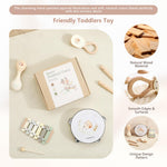 Baby Musical Instruments Set Wooden Montessori Musical Toys for Toddlers Neutral Colors Percussion Instruments Set with Modern Boho Xylophone Tambourine Educational Musical Toys for Preschool Kids