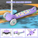 TONBUX Kids Scooter for Ages 3-8, Toddler Scooter with Light-Up Wheels, Adjustable 4-Level Height 3-Wheel Scooters for Kids, Lean-to-Steer Design - Vibrant Purple