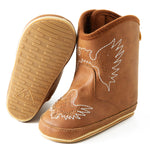 Jastore Baby Cowboy Boots Western Boots Toddler Cowboy Bootie Soft Sole Non-Slip Crib Shoes for Infant Boys Girls (Light Brown, US Footwear Size System, Infant, Age Range, Medium, 6 Months, 12 Months)